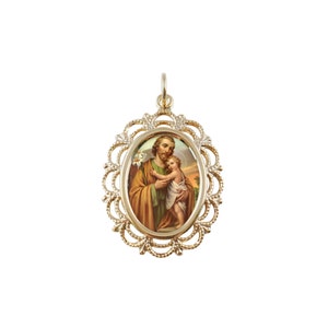 Lace St. Joseph Photo Medal Religious Necklace