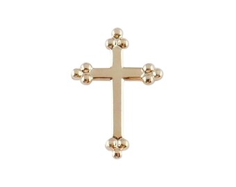 Pack of One Dozen Gold Budded Cross Lapel Pins (Other Quantities Available)
