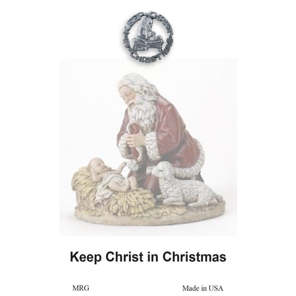 Keep Christ in Christmas Santa Claus Jesus Pin with Prayer Card