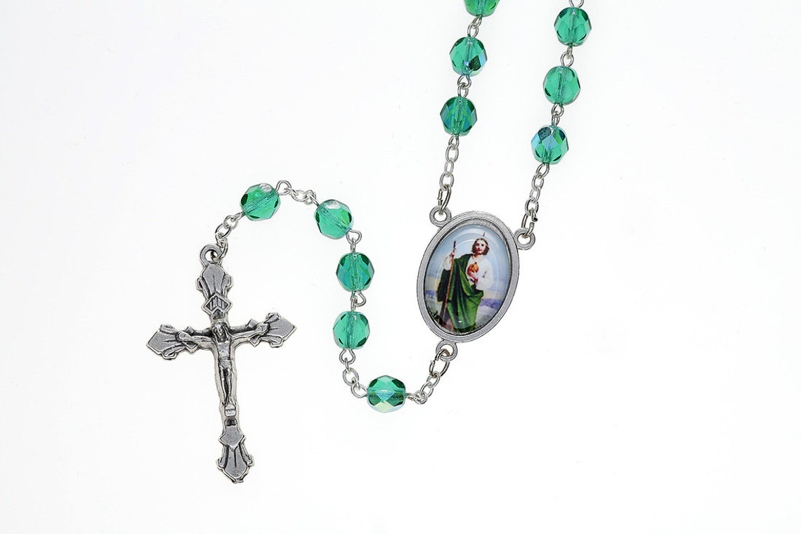St. Jude Photo Rosary With St. Jude Prayer Card Etsy