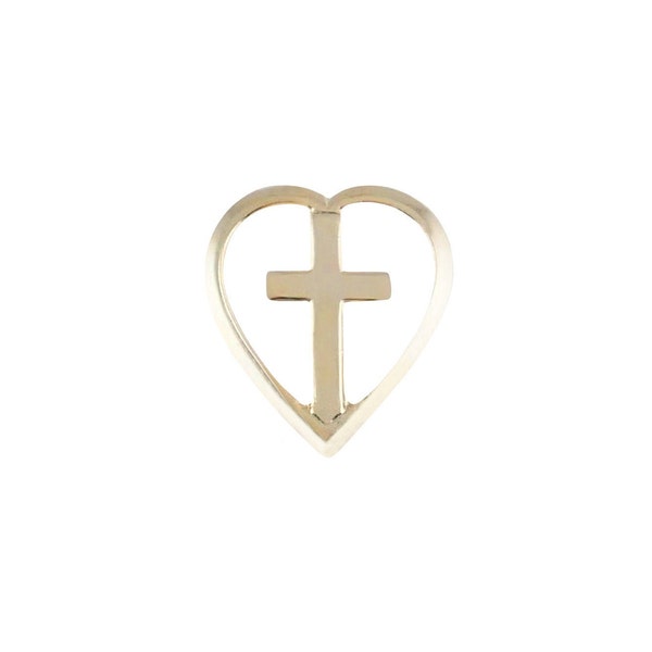 Cross in Heart Religious Lapel Pin (Pack of One Dozen)(Other Quantities Available)