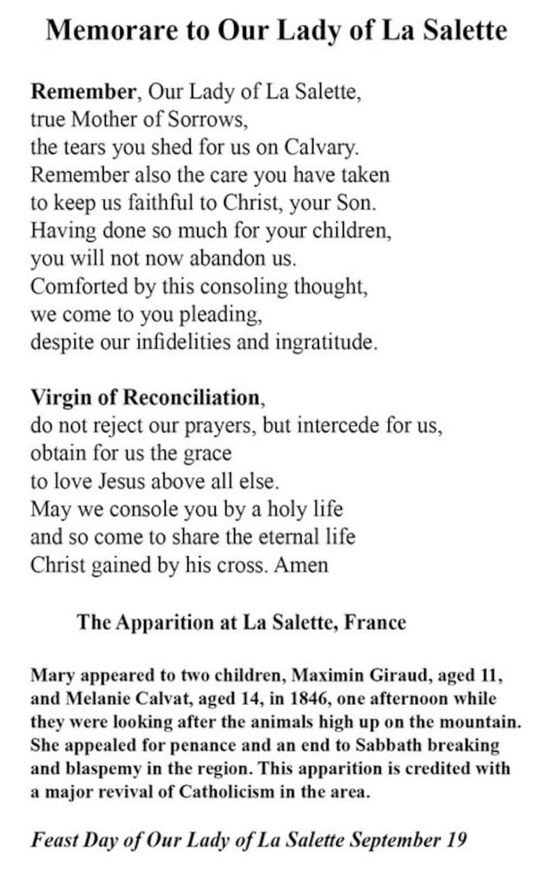 Our Lady of La Salette Photo Rosary With La Salette Prayer Etsy