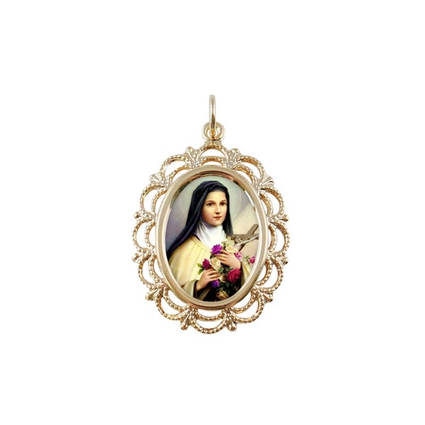 Lace St. Theresa Medal Religious Necklace