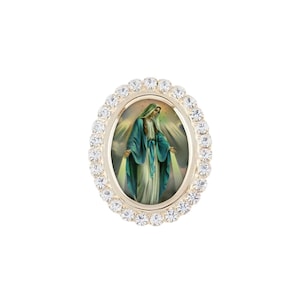 Austrian Crystal Lady of Grace Photo Lapel Pin