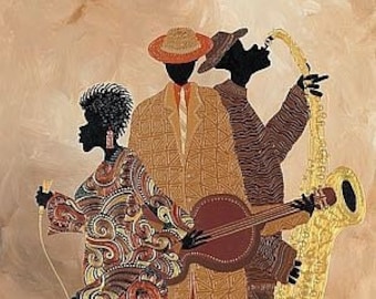 Down to the Bass by Stuart McClean, African American Art, Black Art, Black Music Art, Black Jazz Art, Black People Art