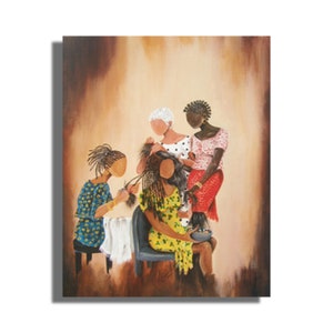 Three On One by Annie Lee, Black People Art, Black Family Art, Urban Art, Black African Art, Art by Black Artists