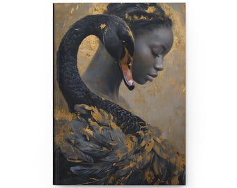 Black Woman Art Journal, Swan & Gold, Writer Gift