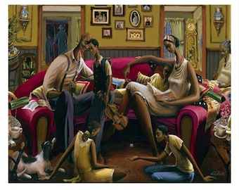Souls Haven by John Holyfield, Black Family Art, African American Art, Black Living Room Art, Black Family Room Art, Art by Black Artist