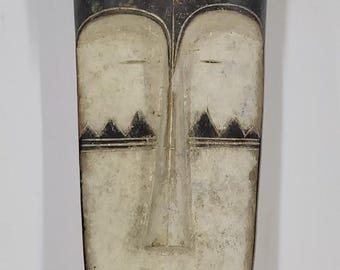 Hand-made African Tribal Mask is 19 inches long by 6 inches wide, African Home Decor, African Art, Tribal Mask, Black People Art.