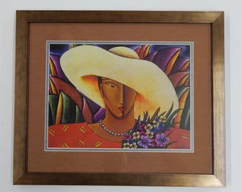 VAL, Artwork by LaShun Beal,  Black People Art, Black Family Art, Art by Black Artists, Black Woman Art, Framed Art 21 x 17