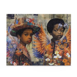Puzzle, Anges par Yvonne Coleman Burney, oeuvre d&#39;art noir 500 pièces, puzzle pour adultes, jeu de soulagement du stress, activité familiale, cadeau de Noël,