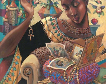 Sweet Treasures  by John Holyfield,  African American Art,  Black Wall Art, Black Woman Art, Art by Black Artist, Ethnic Art