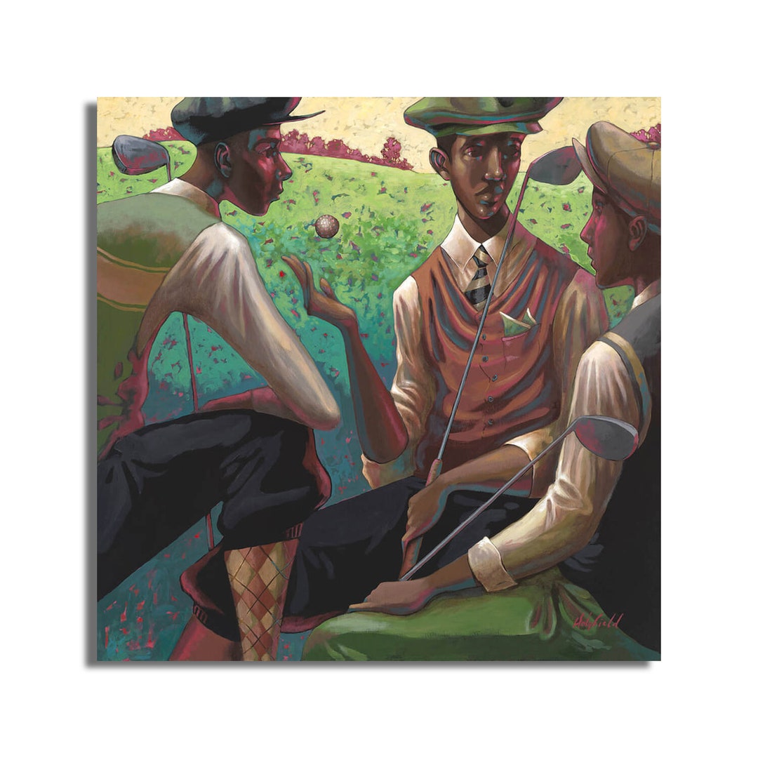 Golf Tales by John Holyfield, Black Golfer Art, Black Sports Art, Black