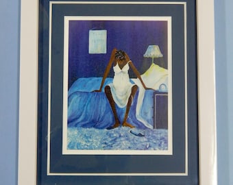 Blue Monday by Annie Lee, Framed Art Mini Print, African American Art, Black Art, Woman, Bathroom Art, Art by Black Artist, 10 X 11 inches