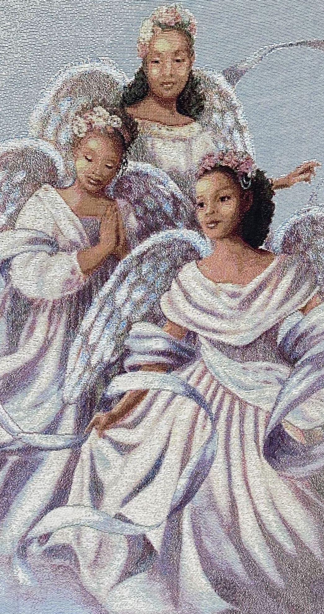 Angelic Trio Tapestry Throw: Black Angels Art by Donna Richardson