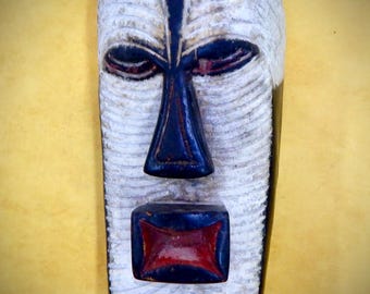 Hand-made African Tribal Mask is 17 inches long by 8 inches wide, African Home Decor, African Art, Tribal Mask, Black People Art.