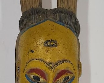 Hand-made African Tribal Mask is 15 inches long by 6 inches wide, African Home Decor, African Art, Tribal Mask, Black People Art.