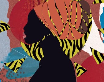 Habla en color, de Yvonne Colemen Burney, arte afroamericano, arte de artistas negros, regalos de arte negro, decoración del hogar afrocéntrica