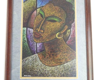 She #171 by LaShun Beal, 17 x 23  Black People Art, Black Family Art, Art by Black Artists, Black Woman Art, Black Mom Gift