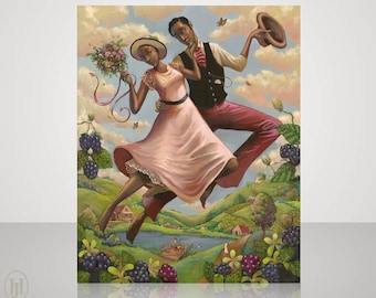 Smitten by John Holyfield, African American Art, Black Art, Black Love Art, Black Romantic Art, Black Couple Art, Art by Black Artist