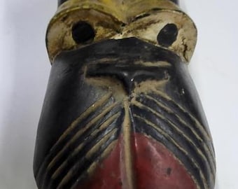 Hand-made African Tribal Mask is 11 inches long by 6 inches wide, African Home Decor, African Art, Tribal Mask, Black People Art.