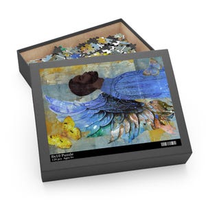 Puzzle artistique, anges par Yvonne Coleman Burney, art noir 500 pièces, puzzle pour adultes, jeu de soulagement du stress, activité familiale, cadeau de Noël,
