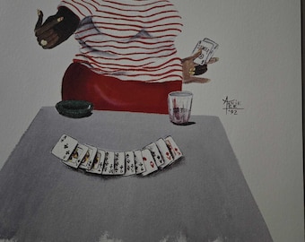 I said Seven by Annie Lee, Black Art Gift, Black People Art, Black Family Art, Art by Black Artist, Black Humorous Art