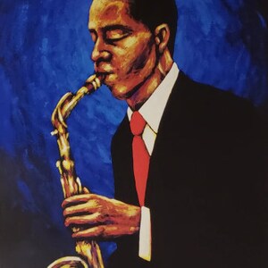 Blue Soul by LaShun Beal, Black Music Art, Black People Art, Black Family Art, Art by Black Artists, Black Art Gifts, Black Mom Gift