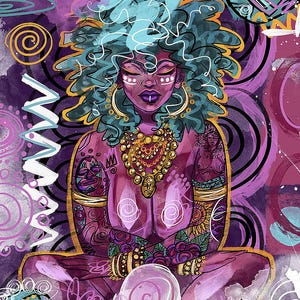 Ayomide por Justin Copeland, Arte de animação negra, Arte de pessoas negras, Arte de mulher negra, Presente de arte negra, Presente de mãe negra