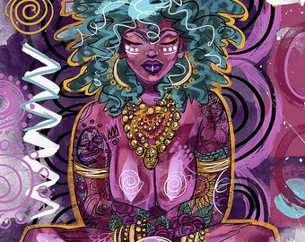 Ayomide by Justin Copeland, Black Animation Art, Black People Art, Black Woman Art, Black Art Gift, Black Mom Gift