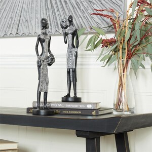 Black Polystone Women African Home Decor, African art,  Black people art, Black family art, Black gift, African mask set
