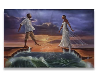 Step Out On Faith 'Love' by Kevin Williams, WAK, Black Love Art, Black Love, Black People Art, Black Faith Based Art, Black People Art