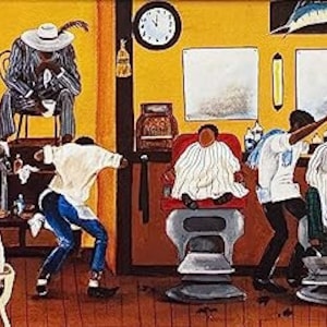 Spit Shine & Finger Wave by Annie Lee, Black Barber Art, Black People Art, Black Barbershop Art, Black Men Art, Black Hair Art