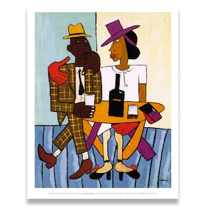 Cafe by William H. Johnson, Black Couple Art, Black Comical Art, Black Cafe Art, Black People Art, Black Family Art