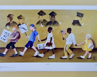 CHANGE by Annie Lee, Black Diner Art, Black People Art, Black Family Art, Art by Black Art, Black Art Gifts
