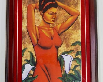 The Finishing Touch by LaShun Beal,  17 x 22 Black People Art, Black Family Art, Art by Black Artists, Black Woman Art, Black Mom Gift