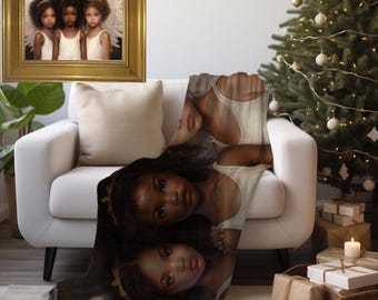 Conjunto de manta tejida y arte mural, ángeles afroamericanos, regalo cristiano negro