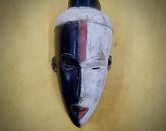 Hand-made African Tribal Mask is 15 inches long by 7 inches wide, African Home Decor, African Art, Tribal Mask, Black People Art.