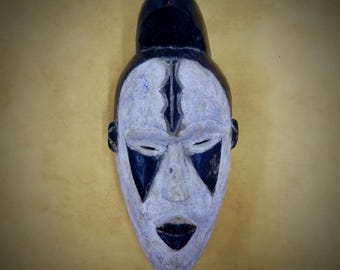 Hand-made African Tribal Mask is 17 inches long by 8 inches wide, African Home Decor, African Art, Tribal Mask, Black People Art.