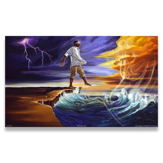 Step Out On Faith: Male by Kevin Williams, WAK, Black Religious Art, Black Christian Art, Black Spiritual Art, Black Male Art