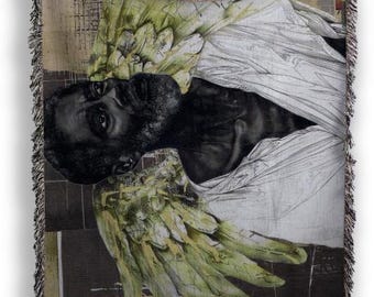 Engel der Ewigkeit von Yvonne Coleman Burney Gewebte Decke, Schwarze Geschenk, Afroamerikanischer Engel, Einzigartiges Kunstgeschenk, Schwarzer Christ