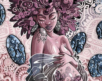 Cheyenne: ritratto di graffiti vibranti di Justin Copeland - Decorazione murale unica di afroamericani, arte murale afroamericana, arte di donne nere