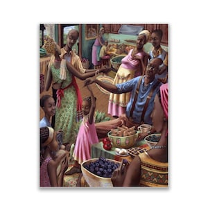 Good Times by John Holyfield, Black People Art, Black Family Art, Art by Black Artist, Black Woman Art, Black Mom Gift