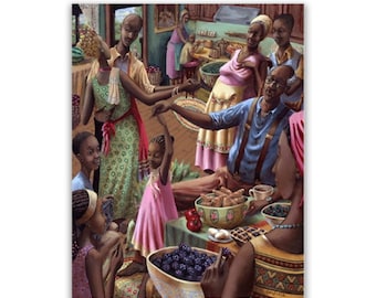 Good Times by John Holyfield, Black People Art, Black Family Art, Art by Black Artist, Black Woman Art, Black Mom Gift