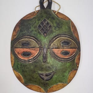 Hand-made Teke African Tribal Mask from the Congo is 16 inches long by 11 inches wide, African Home Decor, African Art, Tribal Mask.