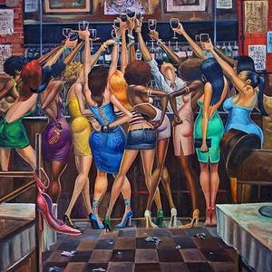 Ladies Night by Frank Morrison, Beautiful Black Children&#39;s Art, Black Girl Art, Black People Art, Urban Art, Art by Black Artists