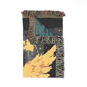 Golden Angel Illustration Woven Blanket | Angelic Wings Throw image 7