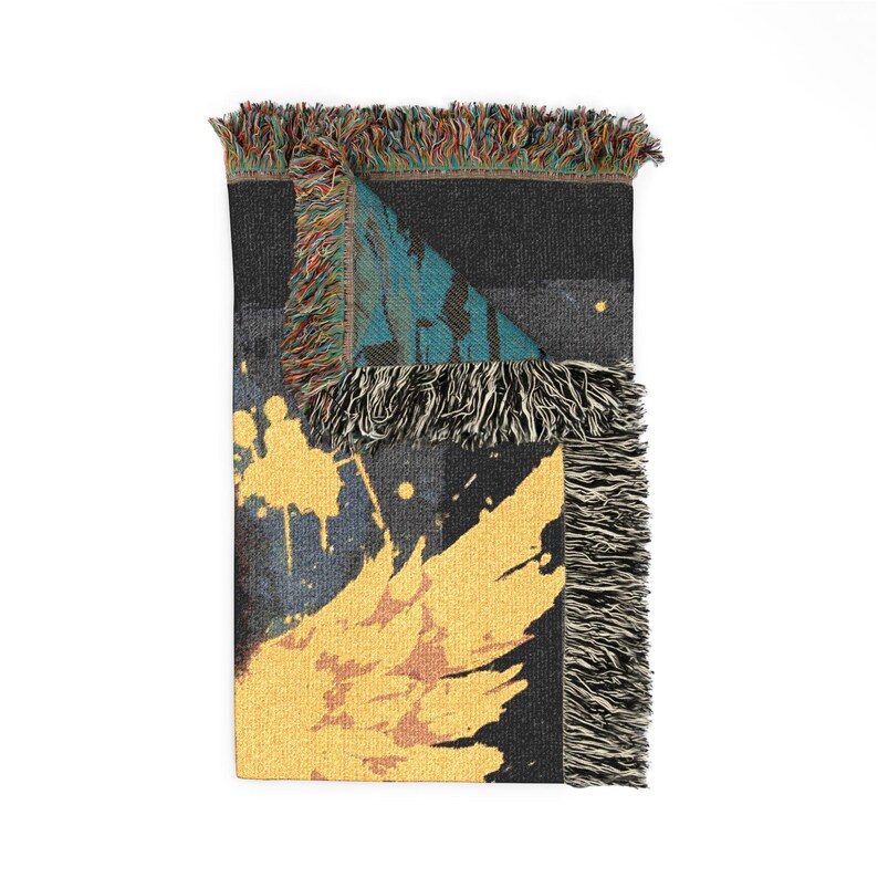 Golden Angel Illustration Woven Blanket | Angelic Wings Throw image 7