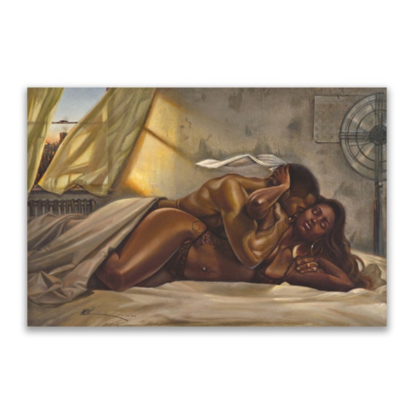 I Surrender, Kevin A. Williams (WAK), Black Couple Art, African American Art, Black Love Art, Bedroom Art, Black Romantic Art