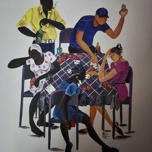 Renege von Annie Lee, Schwarze Kunst Geschenk, Schwarze Höhlenmenschen, Schwarze Leute Kunst, Schwarze Familie Kunst, Kunst von Schwarze Künstler, Schwarze Kunst